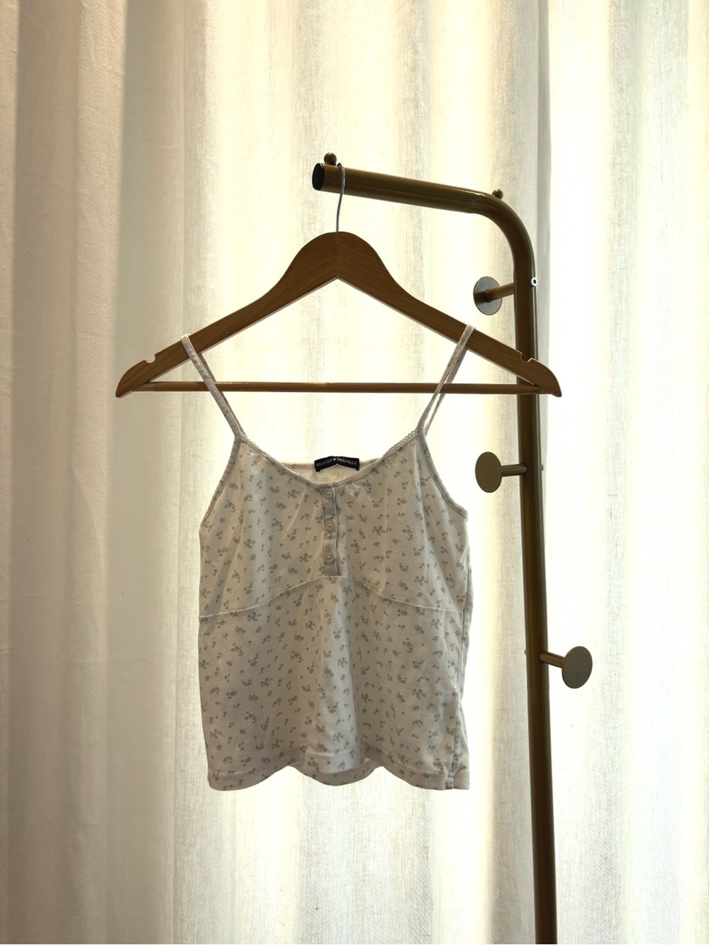 Brandy Melville Floral Button Front Camisole in White